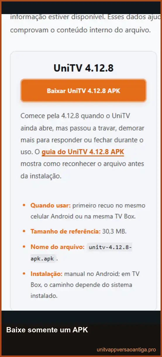 UniTV APK versão antiga: download para Android e TV Box 2 Botão para baixar o arquivo do UniTV 4.12.8 APK