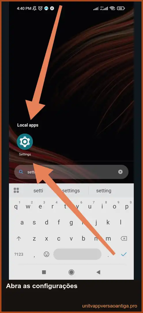 UniTV APK versão antiga: download para Android e TV Box 4 Abertura das configurações do Android para instalar um APK