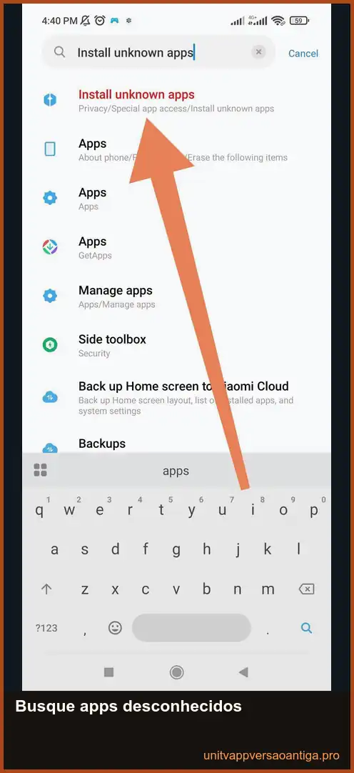 UniTV APK versão antiga: download para Android e TV Box 5 Busca pela opção de instalar apps desconhecidos no Android